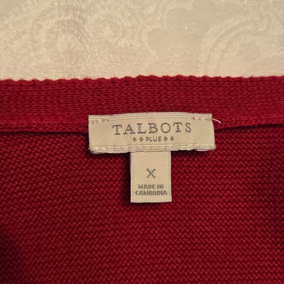 Talbots plus size open front red cardigan sweater - Picture 5 of 10